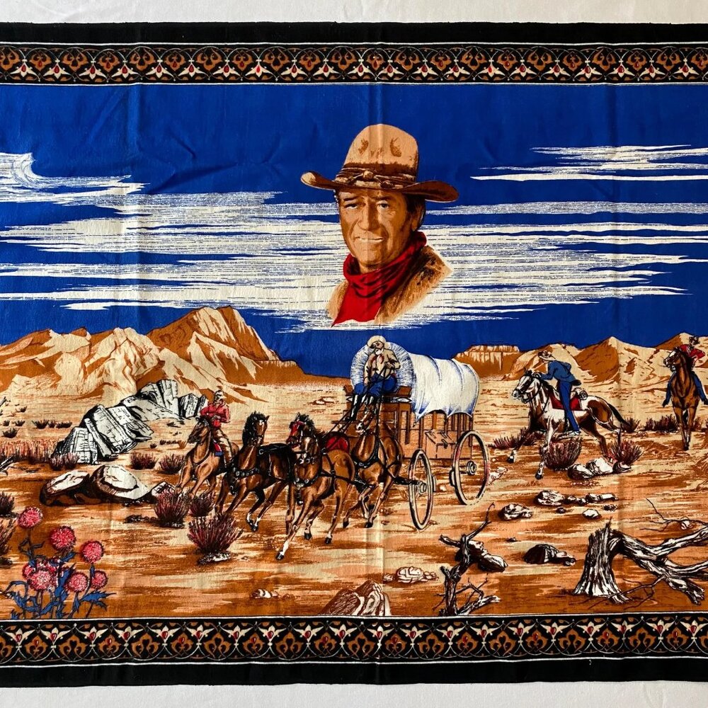 Vintage John Wayne Turkish Tapestry Wall Hanging Fabric Wall Decor